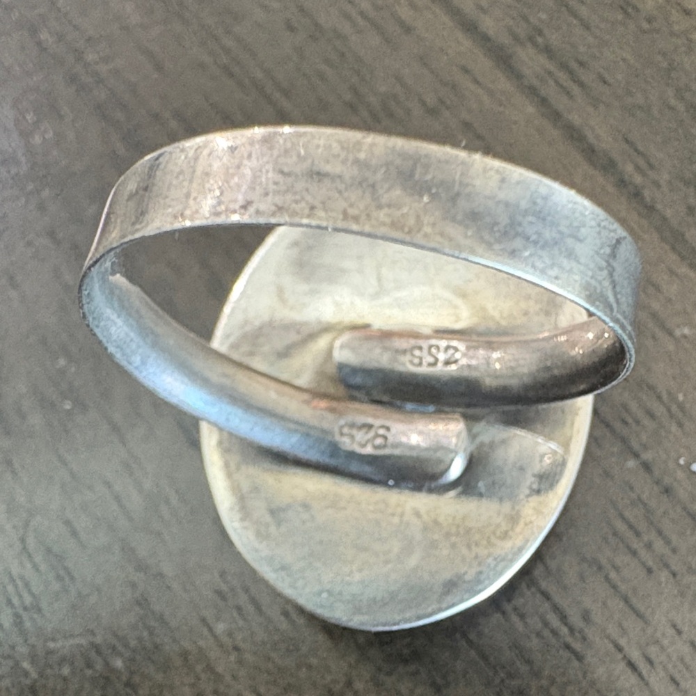 Artistic Silver Ring with Blue Stone - Picture 4 of 5
